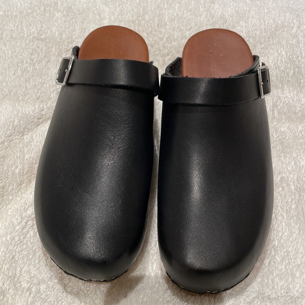 Anthropologie Black Clogs with Straps